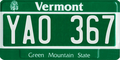 VT license plate YAO367