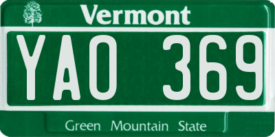 VT license plate YAO369