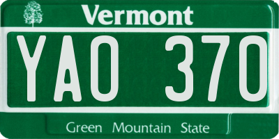 VT license plate YAO370