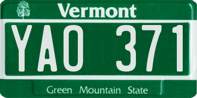 VT license plate YAO371