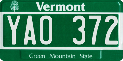 VT license plate YAO372