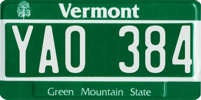 VT license plate YAO384