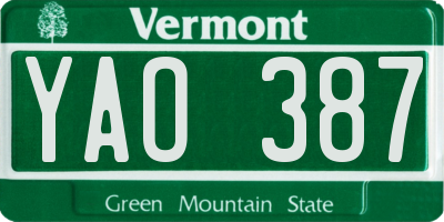 VT license plate YAO387
