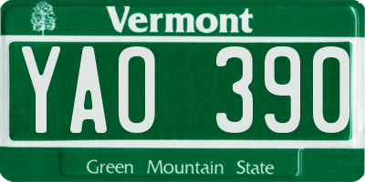 VT license plate YAO390