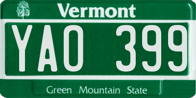 VT license plate YAO399
