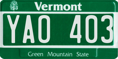 VT license plate YAO403