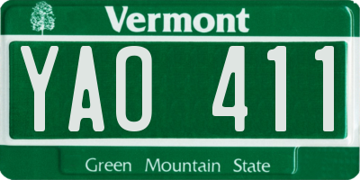 VT license plate YAO411