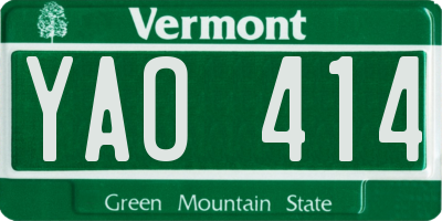 VT license plate YAO414