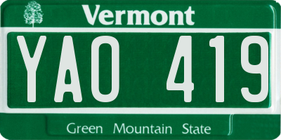 VT license plate YAO419
