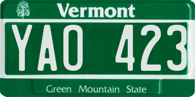 VT license plate YAO423