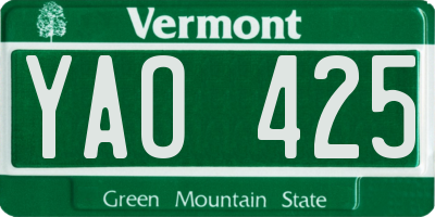 VT license plate YAO425