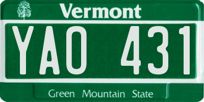 VT license plate YAO431
