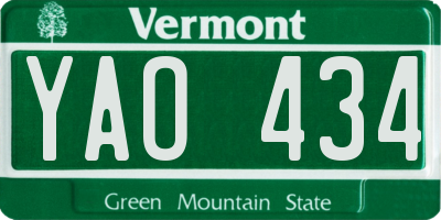 VT license plate YAO434