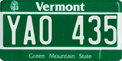 VT license plate YAO435