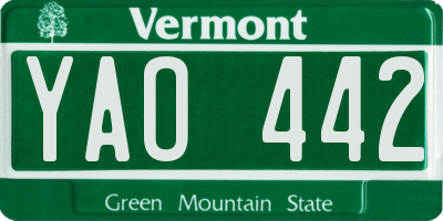 VT license plate YAO442