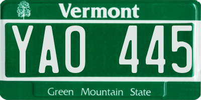 VT license plate YAO445