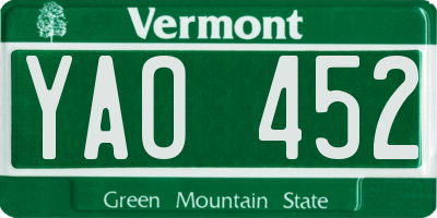 VT license plate YAO452