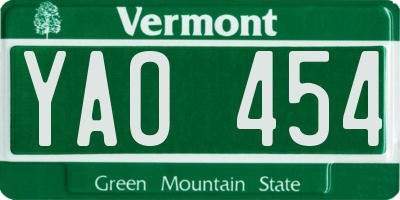VT license plate YAO454