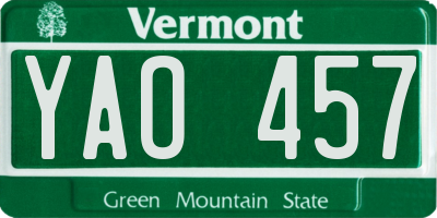 VT license plate YAO457