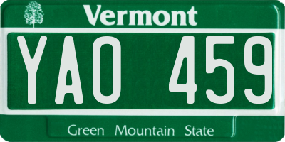 VT license plate YAO459