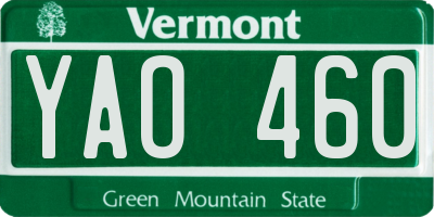 VT license plate YAO460