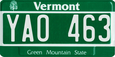 VT license plate YAO463