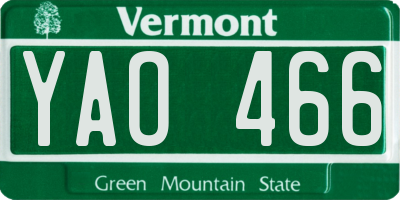 VT license plate YAO466