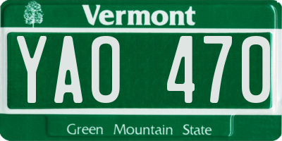 VT license plate YAO470