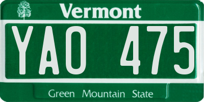 VT license plate YAO475