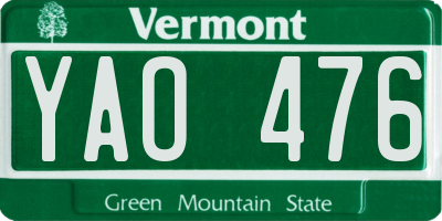 VT license plate YAO476