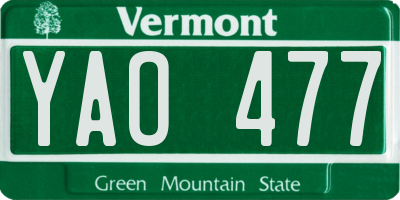 VT license plate YAO477