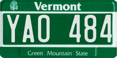 VT license plate YAO484