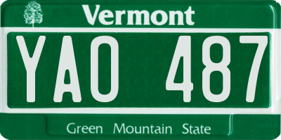 VT license plate YAO487