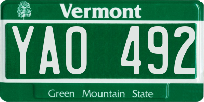 VT license plate YAO492