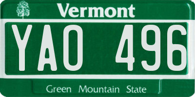 VT license plate YAO496
