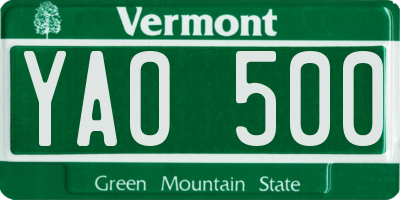 VT license plate YAO500
