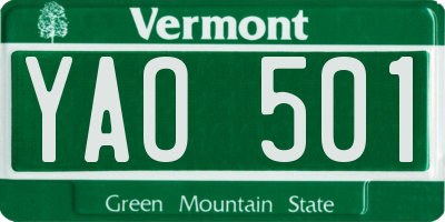 VT license plate YAO501