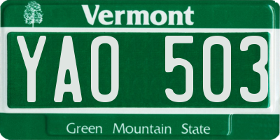 VT license plate YAO503