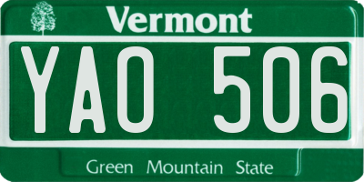 VT license plate YAO506