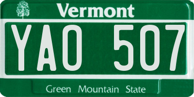 VT license plate YAO507
