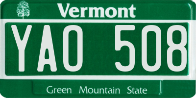 VT license plate YAO508