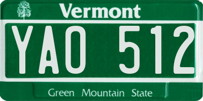 VT license plate YAO512