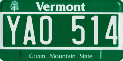 VT license plate YAO514