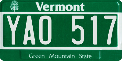 VT license plate YAO517