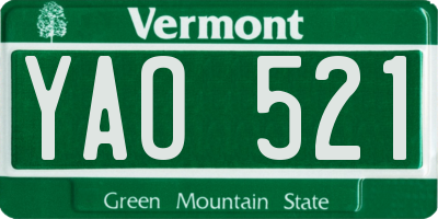 VT license plate YAO521