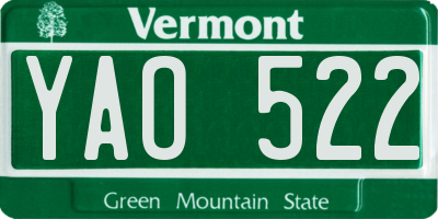 VT license plate YAO522