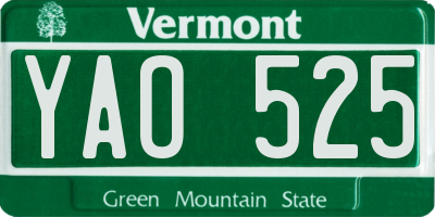 VT license plate YAO525