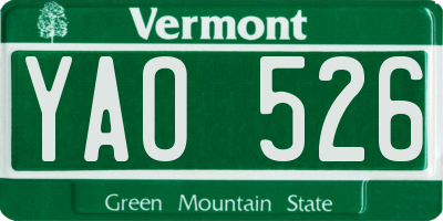 VT license plate YAO526