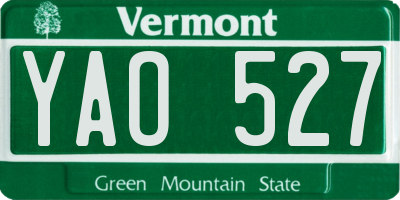 VT license plate YAO527