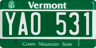 VT license plate YAO531